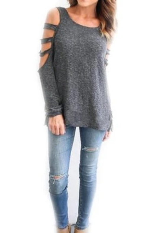 open shoulder long sleeve top